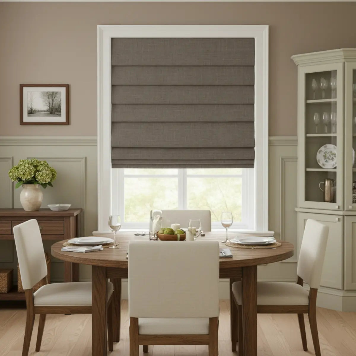 Costom Roman Shades Taupe 302-14