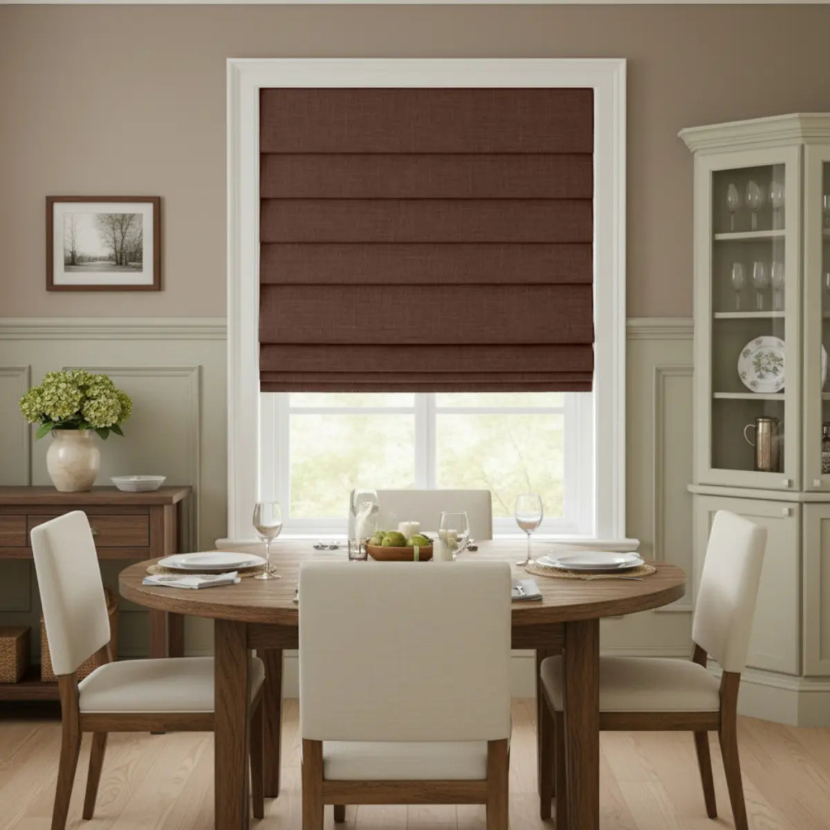 Costom Roman Shades Chocolate Brown 302-16
