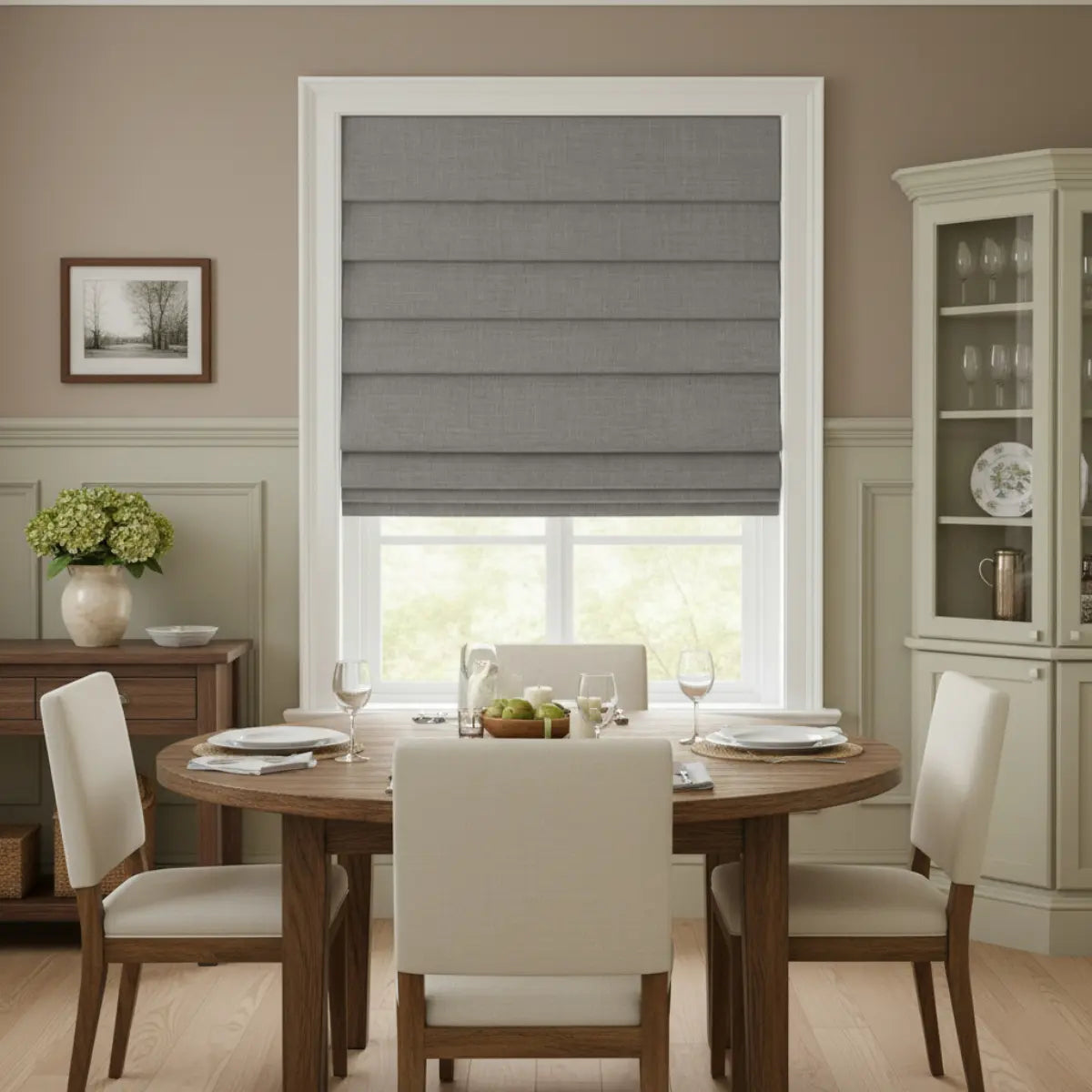Costom Roman Shades Beige Gray 302-7