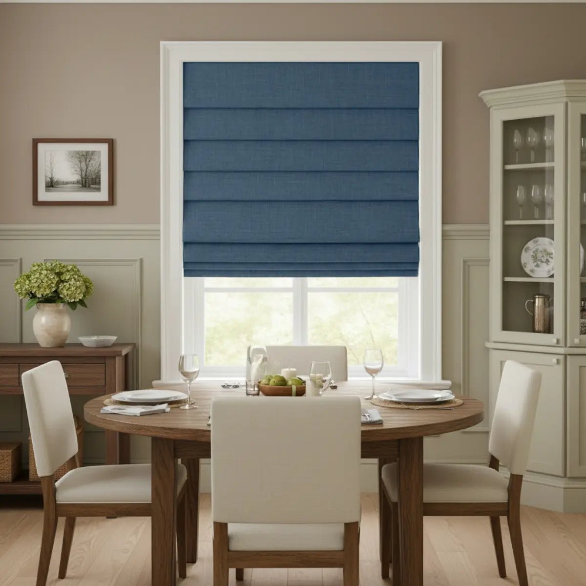 Costom Roman Shades Steel Blue 302-8