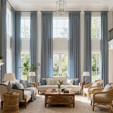 Costom Extra Long 100% Blackout Linen Curtains for Large Windows - Elegant Linen Drapes