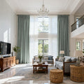 Costom Extra Long 100% Blackout Linen Curtains for Large Windows Eucalyptus Green OY6-238-11