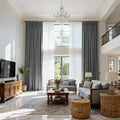 Costom Extra Long 100% Blackout Linen Curtains for Large Windows Cool Gray OY6-238-17