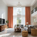 Costom Extra Long 100% Blackout Linen Curtains for Large Windows Terracotta Orange OY6-238-3