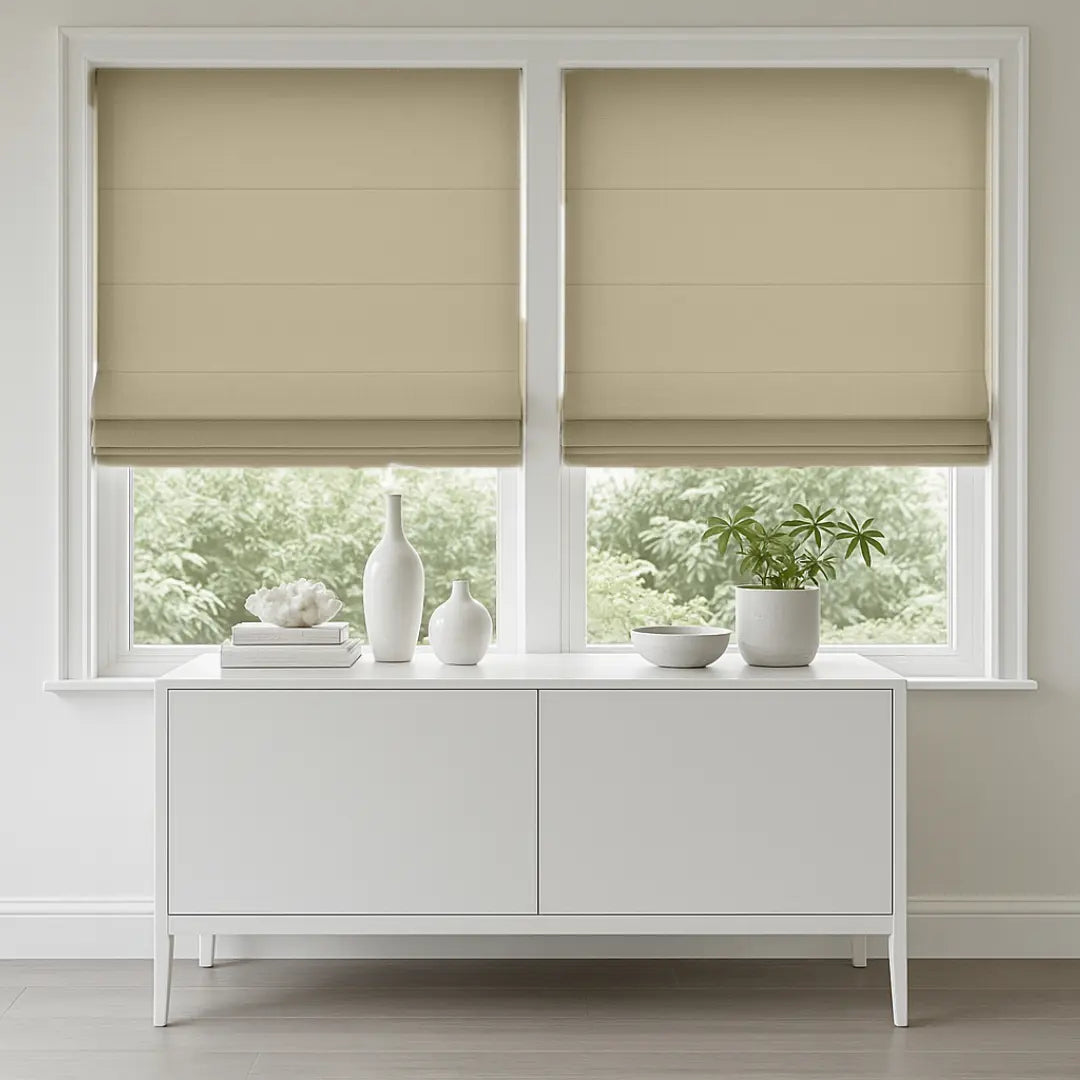 Elegant Natural Texture Roman Shades | Cordless Series | Linen Blend
