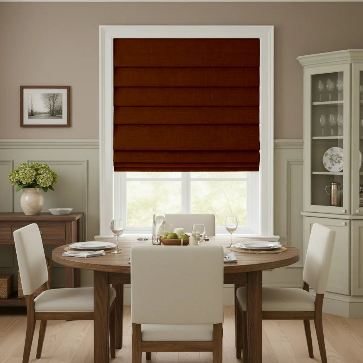 Costom Roman Shades Cognac Brown 302-12