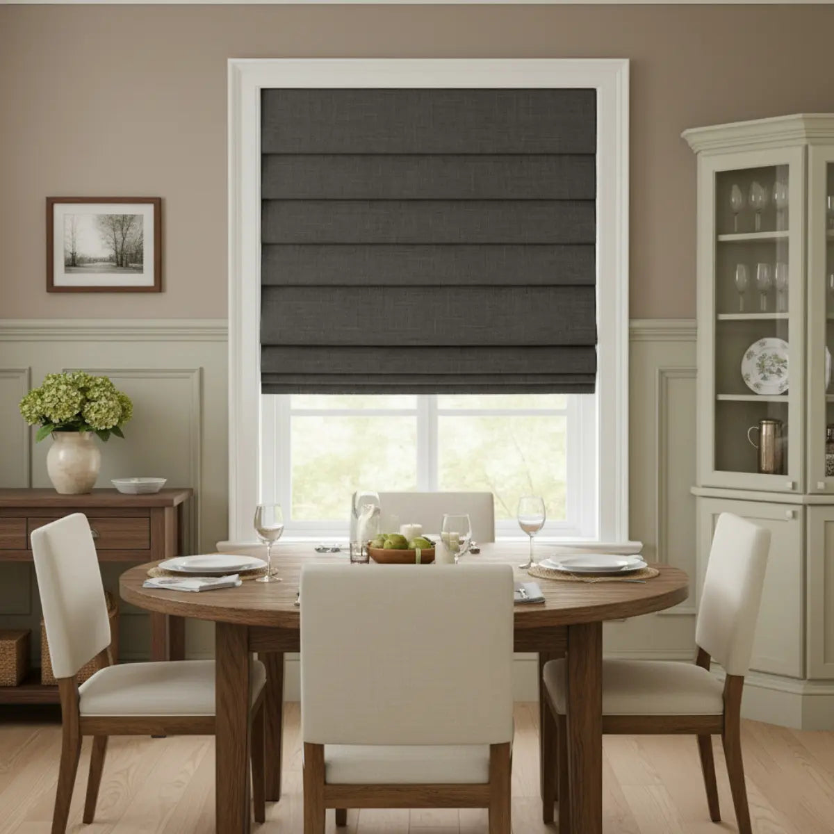 Costom Roman Shades Charcoal Gray 302-19