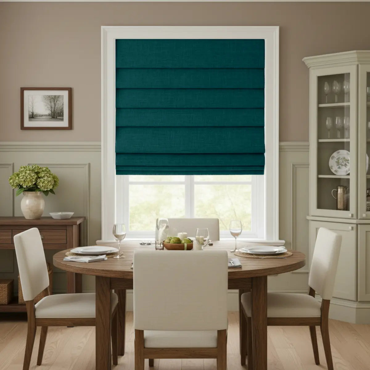 Costom Roman Shades Ocean Teal 302-1