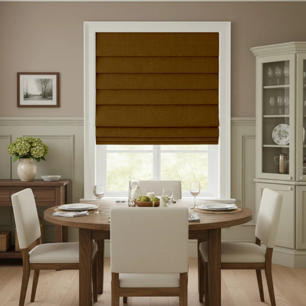 Costom Roman Shades Golden Brown 302-3