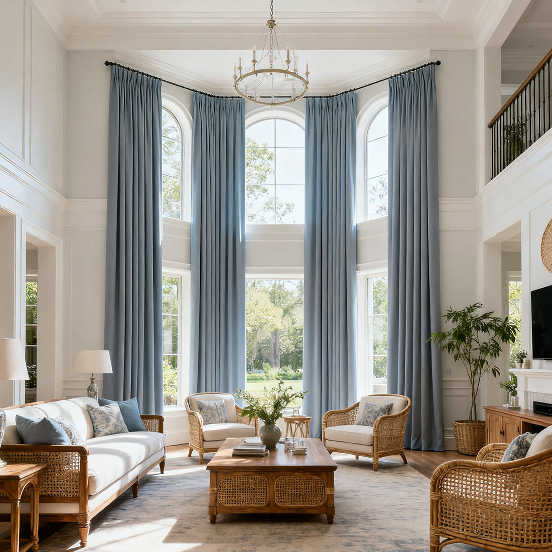 Costom Extra Long 100% Blackout Linen Curtains for Large Windows - Elegant Linen Drapes