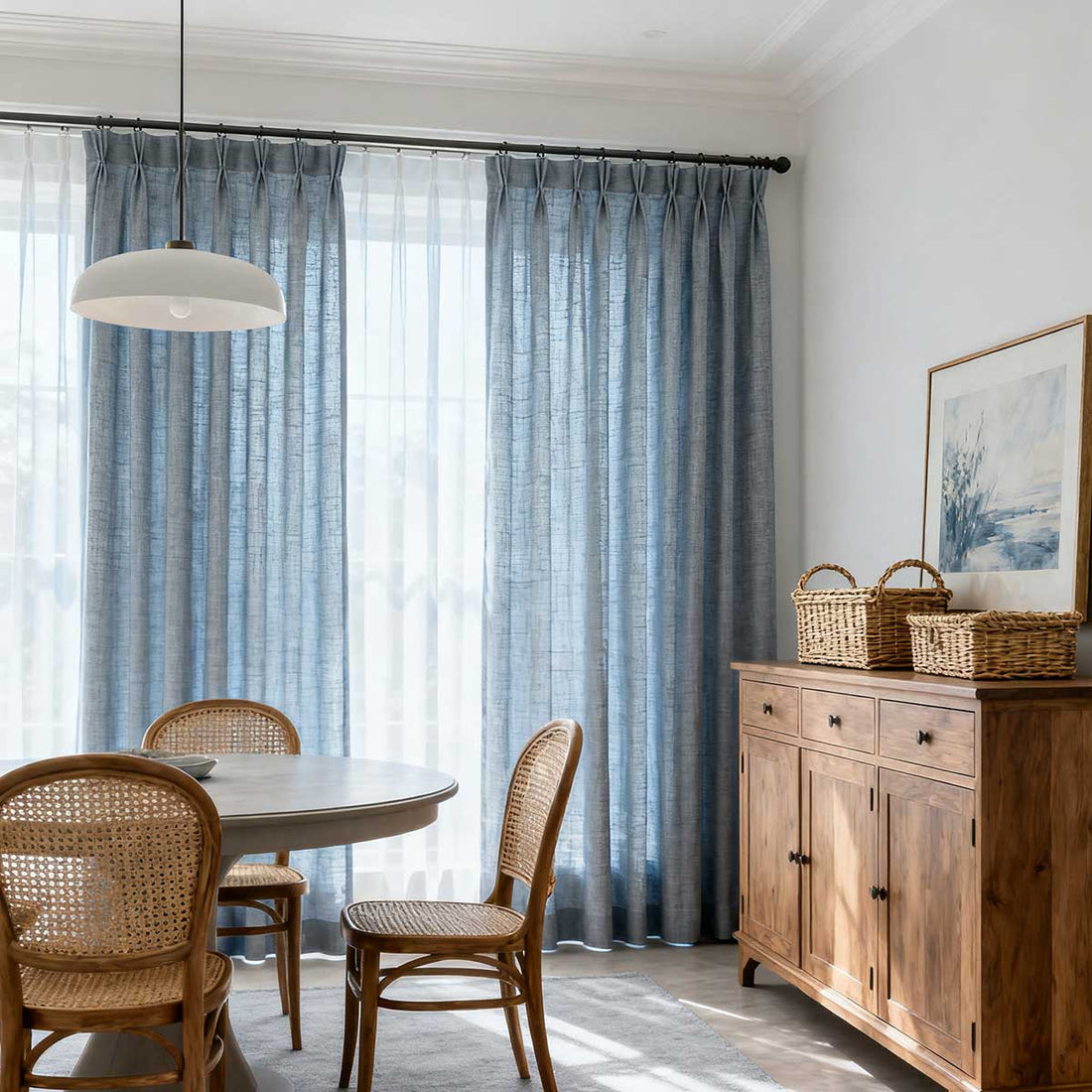 Custom Linen Sheer Blackout Curtains-Elegant Linen Drapes for Living Room & Bedroom