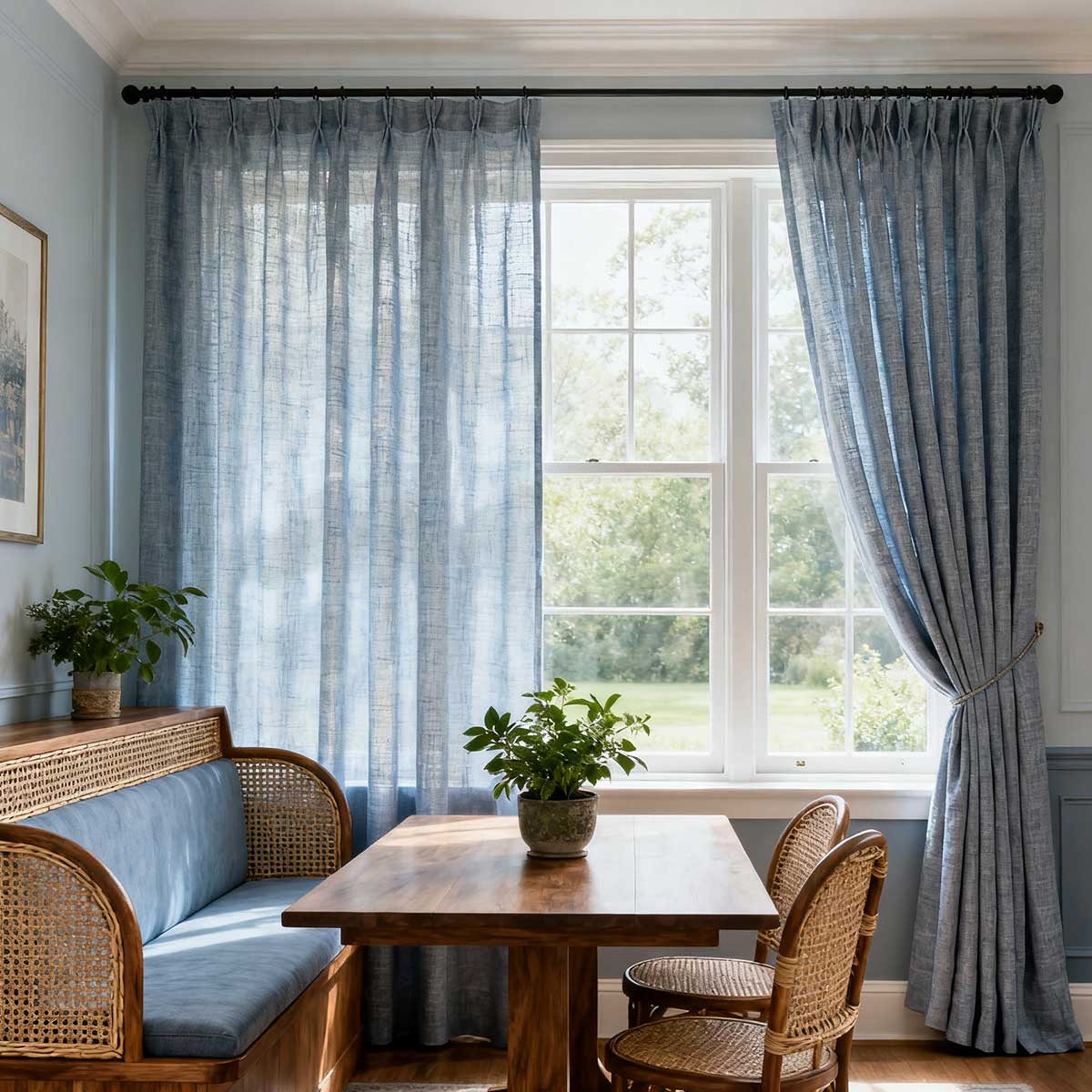 Custom Linen Sheer Blackout Curtains-Elegant Linen Drapes for Living Room & Bedroom