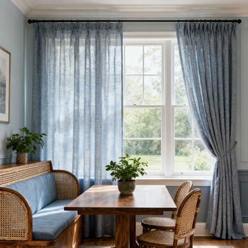 Custom Linen Sheer Blackout Curtains-Elegant Linen Drapes for Living Room & Bedroom