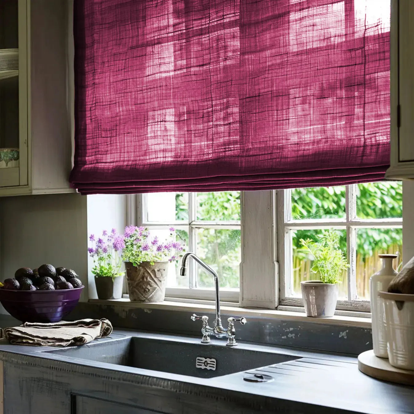 Natural Sheer Roman Shades Cordless