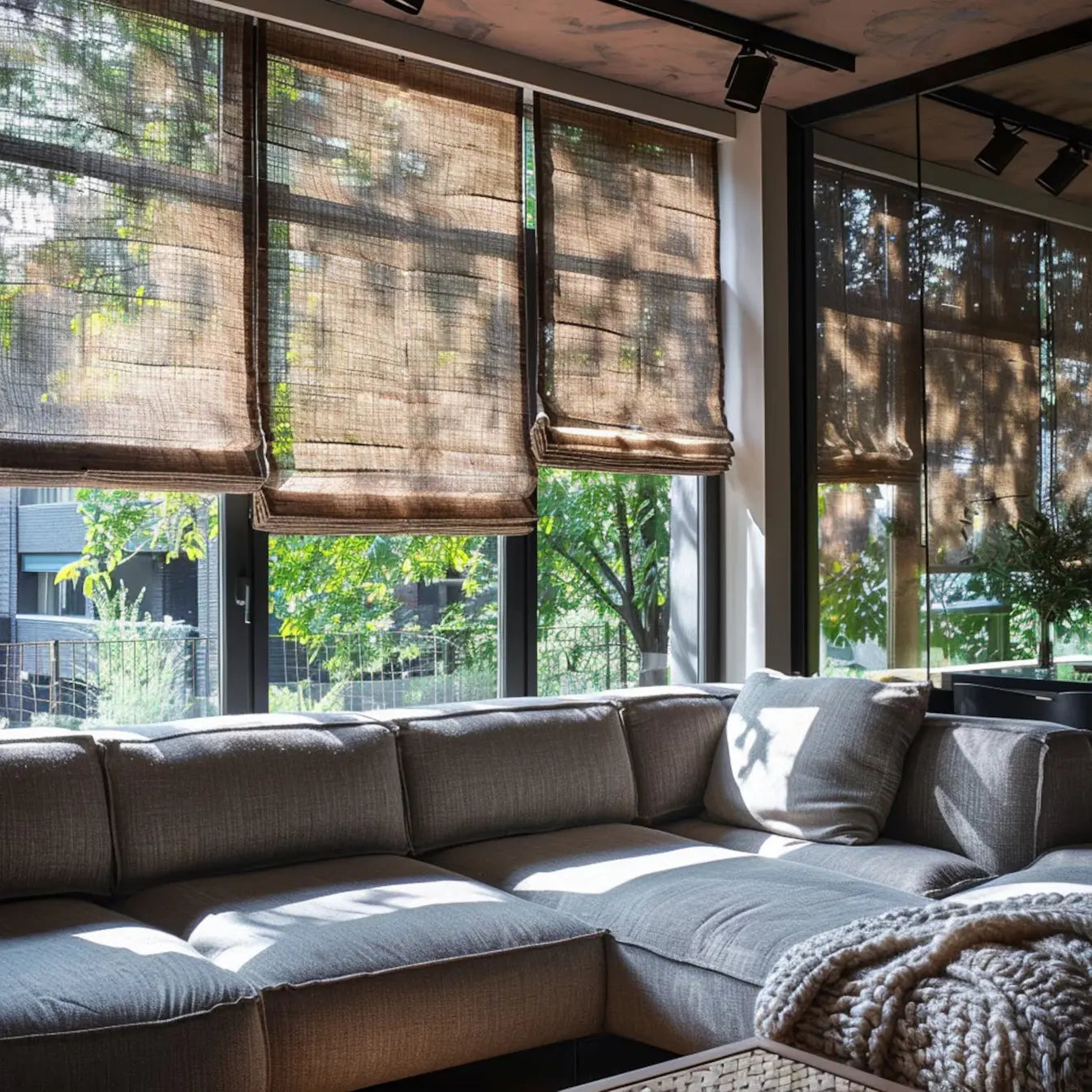 Handmade Custom Cordless Linen Sheer Kitchen Roman Shades