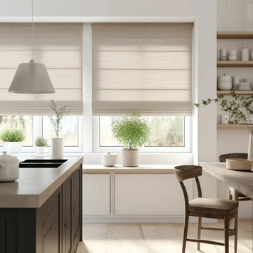 Dusty Kitchen Linen Roman Shades Blackout
