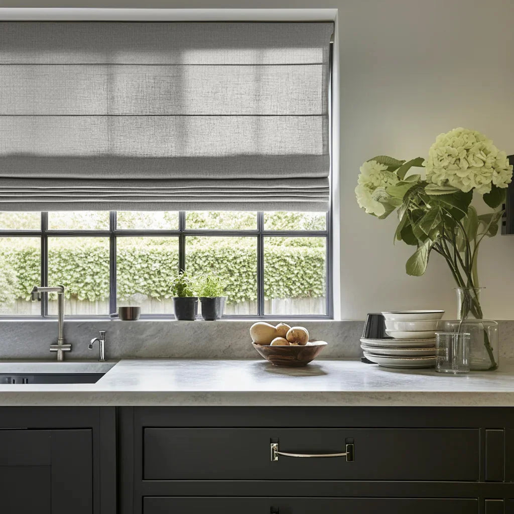 Dusty Bedrooms Linen Roman Shades 100% Blackout