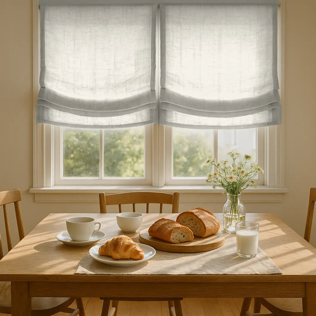 Premium 350 GSM Linen Roman Shades | W1234 Light Filtering | Custom Made