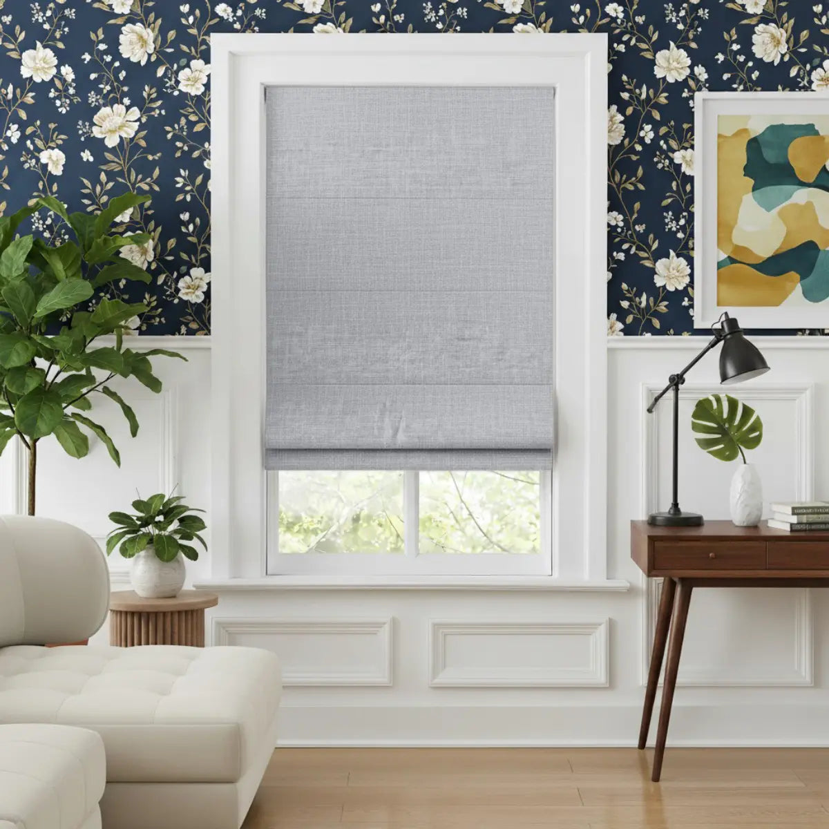 Costom Roman Shades Ivory Mist ZJM05