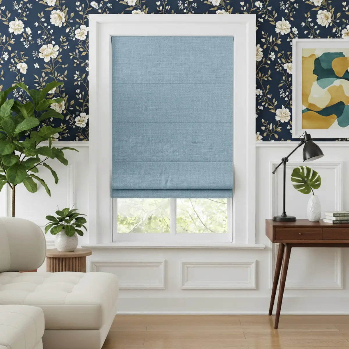 Costom Roman Shades Sky Blue ZJM08