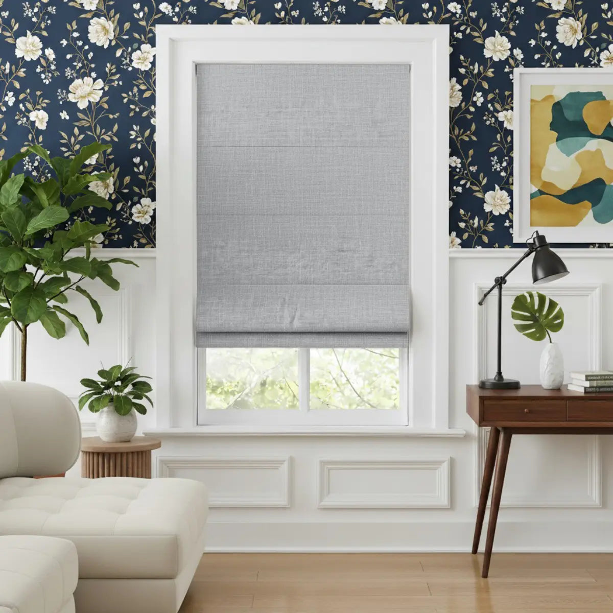 Costom Roman Shades Pearl Gray ZJM09