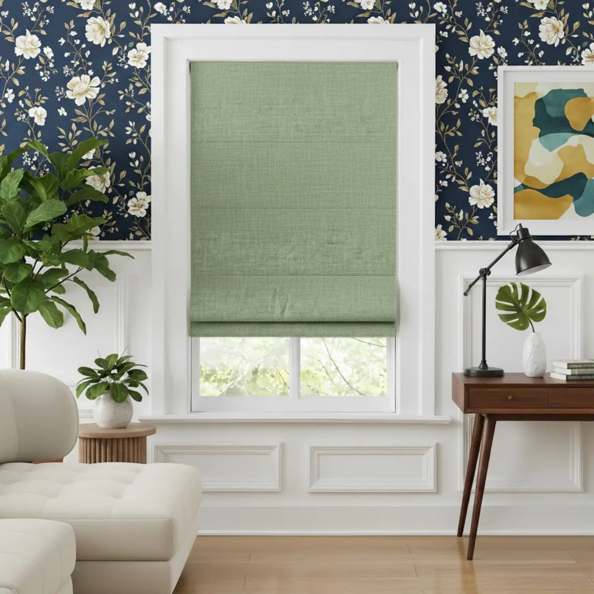 Costom Roman Shades Sage Green ZJM14